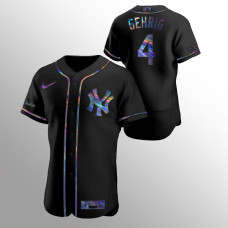 Lou Gehrig New York Yankees Black Authentic Holographic Golden Edition Jersey