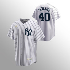 Men's New York Yankees #40 Luis Severino White Home Cooperstown Collection Jersey