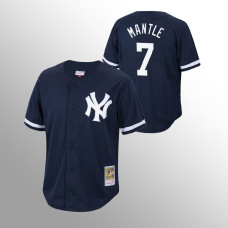 New York Yankees Mickey Mantle Navy Cooperstown Collection Mesh Batting Practice Jersey