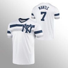 New York Yankees Mickey Mantle White Cooperstown Collection V-Neck Jersey
