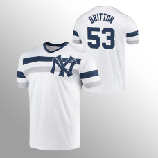 New York Yankees Zack Britton White Cooperstown Collection V-Neck Jersey