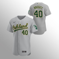 Men's Oakland Athletics Chris Bassitt #40 Gray Authentic Road Jersey