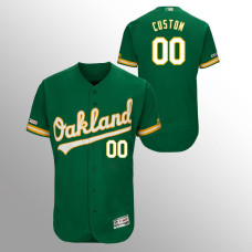 Men's Oakland Athletics #00 Kelly Green Custom MLB 150th Anniversary Patch Flex Base Majestic Alternate Jersey