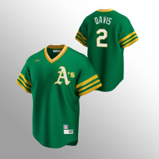 Men's Oakland Athletics #2 Khris Davis Kelly Green Road Cooperstown Collection Jersey