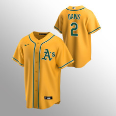 Men's Oakland Athletics Khris Davis #2 Gold 2020 Replica Alternate Jersey