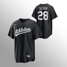 Matt Olson Oakland Athletics Black White 2021 All Black Fashion Replica Jersey