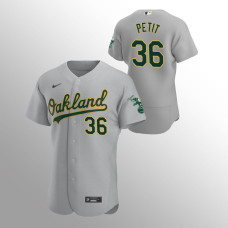 Men's Oakland Athletics Yusmeiro Petit #36 Gray Authentic Road Jersey