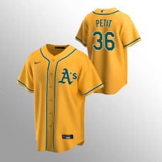 Men's Oakland Athletics Yusmeiro Petit #36 Gold 2020 Replica Alternate Jersey