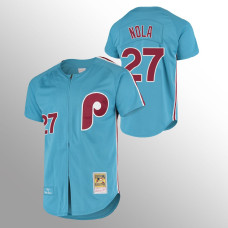 Men's Philadelphia Phillies Aaron Nola #27 Light Blue Cooperstown Collection Authentic Jersey