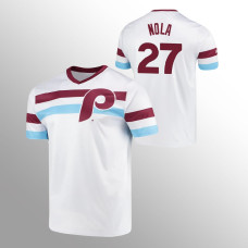 Philadelphia Phillies Aaron Nola White Cooperstown Collection V-Neck Jersey