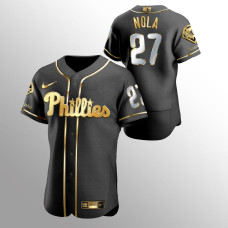 Men's Philadelphia Phillies Aaron Nola Golden Edition Black Authentic Jersey