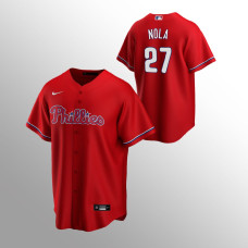 Men's Philadelphia Phillies Aaron Nola #27 Red Replica Alternate Jersey