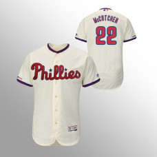 Men's Philadelphia Phillies #22 Cream Andrew McCutchen MLB 150th Anniversary Patch Flex Base Majestic Alternate Jersey