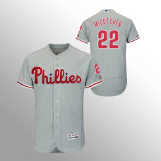 Men's Philadelphia Phillies #22 Gray Andrew McCutchen MLB 150th Anniversary Patch Flex Base Majestic Away Jersey