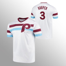 Philadelphia Phillies Bryce Harper White Cooperstown Collection V-Neck Jersey