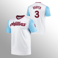 Bryce Harper Philadelphia Phillies White Cooperstown Collection Wordmark V-Neck Jersey