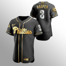 Men's Philadelphia Phillies Bryce Harper Golden Edition Black Authentic Jersey