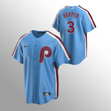 Men's Philadelphia Phillies #3 Bryce Harper Light Blue Road Cooperstown Collection Jersey