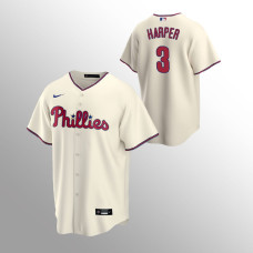 Men's Philadelphia Phillies Bryce Harper #3 Cream Replica Alternate Jersey