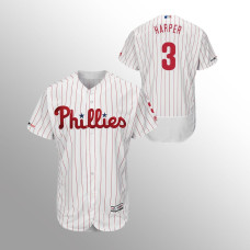 Men's Philadelphia Phillies #3 White Bryce Harper MLB 150th Anniversary Patch Flex Base Majestic Home Jersey