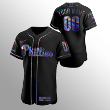 Custom Philadelphia Phillies Black Authentic Holographic Golden Edition Jersey