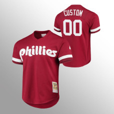 Philadelphia Phillies Custom Scarlet Cooperstown Collection Mesh Batting Practice Jersey