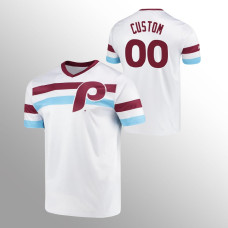 Philadelphia Phillies Custom White Cooperstown Collection V-Neck Jersey