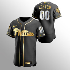 Men's Philadelphia Phillies Custom Golden Edition Black Authentic Jersey