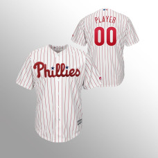 Men's Philadelphia Phillies White Majestic Home #00 Custom Cool Base Jersey