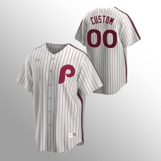 Men's Philadelphia Phillies #00 Custom White Home Cooperstown Collection Jersey