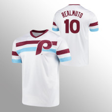 Philadelphia Phillies J.T. Realmuto White Cooperstown Collection V-Neck Jersey