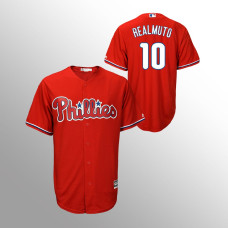 Men's Philadelphia Phillies Scarlet Majestic Alternate #10 J.T. Realmuto Cool Base Jersey