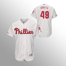 Men's Philadelphia Phillies #49 White Jake Arrieta MLB 150th Anniversary Patch Flex Base Majestic Home Jersey