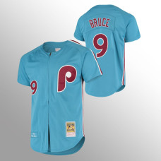 Men's Philadelphia Phillies Jay Bruce #9 Light Blue Cooperstown Collection Authentic Jersey