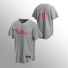 Men's Philadelphia Phillies Jay Bruce #9 Gray Replica Road Jersey