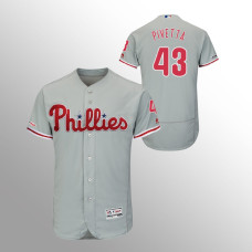 Men's Philadelphia Phillies #43 Gray Nick Pivetta MLB 150th Anniversary Patch Flex Base Majestic Away Jersey