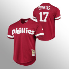 Philadelphia Phillies Rhys Hoskins Scarlet Cooperstown Collection Mesh Batting Practice Jersey