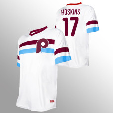 Philadelphia Phillies Rhys Hoskins White Cooperstown Collection V-Neck Jersey