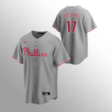 Men's Philadelphia Phillies Rhys Hoskins #17 Gray Replica Road Jersey