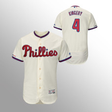 Men's Philadelphia Phillies #4 Cream Scott Kingery MLB 150th Anniversary Patch Flex Base Majestic Alternate Jersey