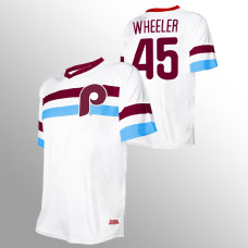 Philadelphia Phillies Zack Wheeler White Cooperstown Collection V-Neck Jersey