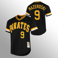 Men's Pittsburgh Pirates Bill Mazeroski #9 Black Cooperstown Collection Batting Practice Jersey