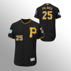 Men's Pittsburgh Pirates #25 Black Gregory Polanco 2019 Spring Training Flex Base Majestic Jersey