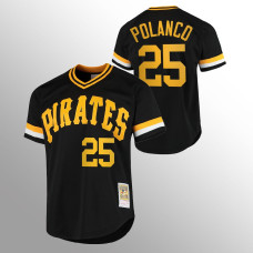 Men's Pittsburgh Pirates Gregory Polanco #25 Black Cooperstown Collection Batting Practice Jersey