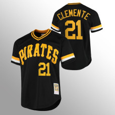 Men's Pittsburgh Pirates Roberto Clemente #21 Black Cooperstown Collection Batting Practice Jersey