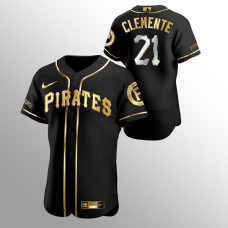 Men's Pittsburgh Pirates Roberto Clemente Golden Edition Black Authentic Jersey