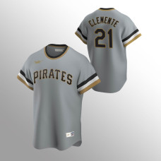 Men's Pittsburgh Pirates #21 Roberto Clemente Gray Road Cooperstown Collection Jersey