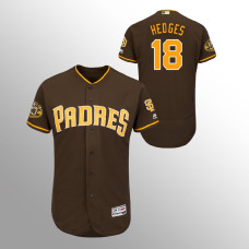 Men's San Diego Padres Brown Alternate Flex Base #18 Austin Hedges 50th Anniversary Jersey