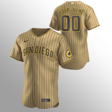 Men's San Diego Padres Custom #00 Tan Brown Authentic Alternate Jersey