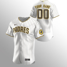 Men's San Diego Padres Custom #00 White Brown Authentic Home Jersey